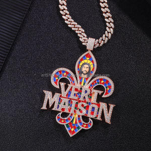 Premium Lab Grown Diamond Custom <b>Name</b> Pendant Sparkling <b>Letter</b> Design Multicolor Details Luxury Statement Hip Hop Jewelry - Product Image 1