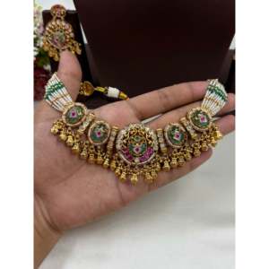Indian Ethnic Meher Chorski <b>Gold</b> Plated Bridal Necklace <b>Set</b> - Product Image 2