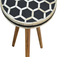 Tabourets Tambour Modernes Royal avec Incrustations de Nacre, Base Artisanale en MDF/Bois, Finition Résine Époxy, Idéal pour Écoles et Appartements