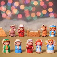 Ensemble de jouets de crèche de Noël en bois, figurines Montessori en bois, histoire religieuse, jouet éducatif, vente en gros