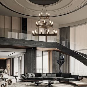 Lampadario a sospensione a 3 livelli in stile industriale retrò da 45 pollici, 27 luci, nero, stile rustico, per sale da pranzo e soggiorni - Product Image 2