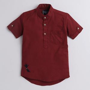 เสื้อแขนครึ่งสั้นลายจุดปักยีราฟ-สีแดง - Product Image 1