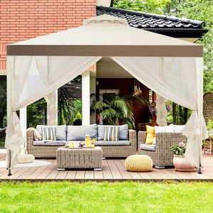 Gazebo a Due Livelli 10x10 Piedi con Rete, Pergola Premium per Esterni - Product Image 1