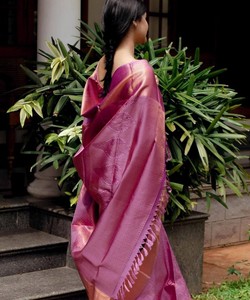 Sari en soie jacquard LICI attrayant, longueur ras du sol, séchage rapide, avec chemisier non cousu, pour mariage et occasions festives, prix de gros, ethnique - Product Image 3