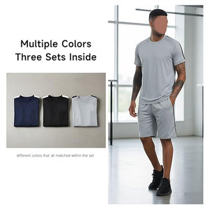 Conjuntos Deportivos para Hombre, Camisetas de Manga Larga y Pantalones Cortos para Entrenamiento, Ropa Deportiva Transpirable de Secado Rápido para Gimnasio - Product Image 2