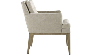 Sillón Tapizado en Beige Neutro Contemporáneo con Elegantes Patas de Madera Cónicas y Respaldo Cuadrado Acolchado - Product Image 6