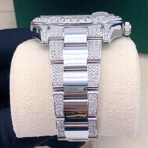 Montre pour homme en acier inoxydable, entièrement sertie de diamants Moissanite, chiffres arc-en-ciel, style Hip Hop Rapper, bijou de fête, montre-bracelet pour lui - Product Image 4