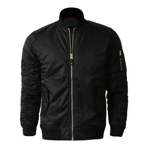 Wholesale OEM Services Custom <b>Black</b> Color Full Zip Water Resistant Bomber Jacket For <b>Men</b> Biker Outside Motorcycle Bomber Jackets - Product Image 1