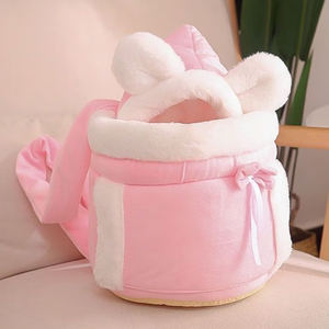 กระเป๋าเป้สะพายหลังสำหรับสัตว์เลี้ยงแบบอุ่นสำหรับฤดูหนาว ดีไซน์หูกระต่ายน่ารัก กระเป๋าใส่แมวแบบขนนุ่ม พกพาสะดวก ระบายอากาศได้ดี สำหรับแมวและสุนัข - Product Image 3