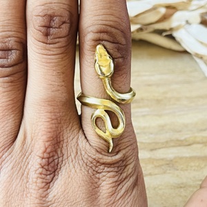 Anillos de Serpiente de Diseño Único, Joyería Gótica de Latón para Mujer, Chapado en Oro de 18k, Anillo Minimalista con Cobra, Venta al por Mayor/OEM/ODM - Product Image 2