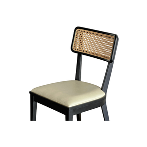 Modern faro wooden <b>dining</b> Fabric and rattan <b>chair</b> <b>Dining</b> room <b>chair</b> Living area <b>chair</b> Comfortable wooden seating - Product Image 4
