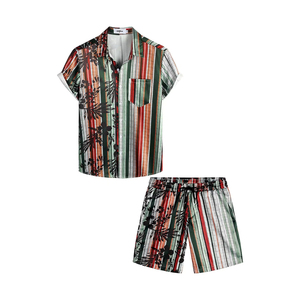 Luxury Style <b>Men</b> Summer Casual Breathable Knitted Woven Sublimation <b>T</b> <b>Shirt</b> Short Set High Quality 100% <b>Polyester</b> Hot Selling - Product Image 2