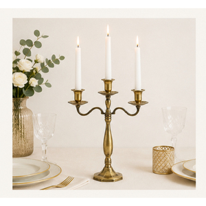 Candelabro de metal dorado de lujo al por mayor, de 3 brazos, centro de mesa para decoración de mesas de bodas, eventos, hoteles y fiestas. - Product Image 4