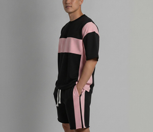 Ensemble 2 pièces pour homme, imprimé personnalisé de haute qualité, coupe courte à épaules tombantes, en coton 100% mi-lourd et respirant, style urbain estival - Product Image 3