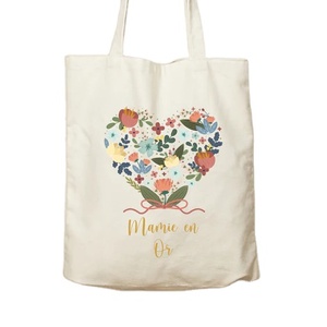 กระเป๋าผ้าคอตตอนเย็บตะเข็บออกแบบได้เองกระเป๋าสะพายไหล่พิมพ์ลายหัวใจดอกไม้ใช้ซ้ำได้เป็นมิตรต่อสิ่งแวดล้อม - Product Image 5