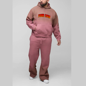 Ensemble de survêtement pour homme coupe oversize coupe-vent, avec pantalon empilé et sweat à capuche, en coton 100% 400 GSM, épais, délavé à l'acide effet soleil délavé, OEM - Product Image 4
