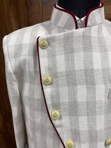 Traje de boda doble botonadura color marfil para hombre |   Traje de Novio Estilo Príncipe |   Traje Formal de Dos Piezas con Diseño a Cuadros - Product Image 2