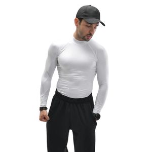 Men's White <b>Long</b> <b>Sleeve</b> T Shirt Mock Neck Slim Fit <b>Plain</b> Basic <b>Top</b> Stretch Casual Undershirt Lightweight Fitted Athletic - Product Image 1