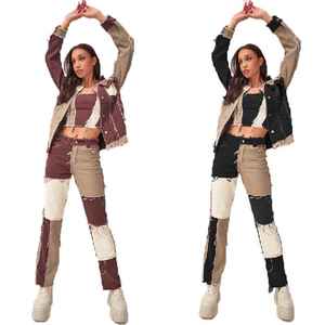 Chaqueta de Mezclilla Larga para Mujer, Estilo Vintage 2026, con Cierre de un Botón y Diseño de Parches, Casual, Nueva, Comercio Exterior Europa/EE. UU. - Product Image 5