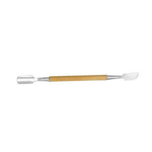 Empujador y raspador de cutículas cuadrado ligero de acero inoxidable con mango dorado, agarre antideslizante, cortador de piel muerta de doble cara para uñas - Product Image 5