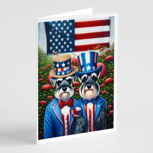 All American Schnauzer Whimsical A7 Carte de vœux Pack 8 cartes vierges avec enveloppes Taille 5x7 - Product Image 1