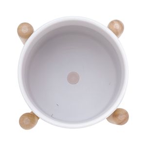Set Moderno di Supporti per Piante in Ceramica e Legno, 6"D X 5.5"H, Bianco, Ecologico, Vaso da 3 Galloni - Product Image 2