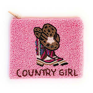 Pochette à main rectangulaire brodée de sequins, faite à la main, avec perles, motif bottes et chapeau de cowgirl rose, style western, tendance - Product Image 3
