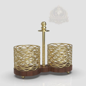 INDIAN EXPORTE Luxe Porte-rouleau de cuisine en papier 100% écologique, doré, avec base en bois, style américain, pour cuisine haut de gamme - Product Image 1