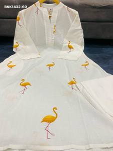 Nueva Colección de Conjuntos Kurti Plazzo Blancos de Algodón 60*60 con Estampado de Aves, Listos para Usar, Venta al Por Mayor, Fabricante de la India - Product Image 4