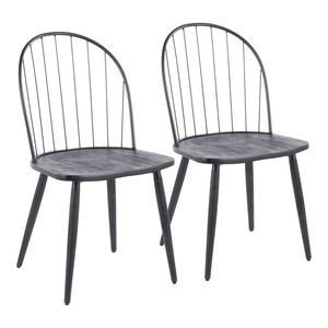 Juego de 2 Sillas de Comedor Riley con Respaldo Alto y sin Brazos, Estilo Industrial de Metal Negro y Madera - Product Image 1