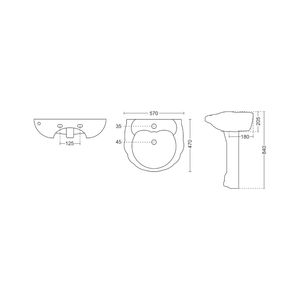 Elegante lavabo de cerámica con pedestal para lavandería, 570x470x840mm, lavabo de porcelana para baño, lavabo para lavar ropa, para uso en el área de servicio. - Product Image 4