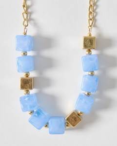 Collier ras du cou en résine givrée blanche avec chaîne à maillons à motifs en acrylique, doré, pour femme, bijou pendentif - Product Image 6
