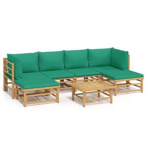 Conjunto de Muebles de Jardín de Bambú Verde Medio y Poliéster para Sofás de Exterior - Product Image 2