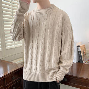AMERICAN TRENCH CLOTHING Suéter de punto para hombre, cuello redondo, manga larga, jersey grueso con patrón sólido, poliéster/algodón, antiencogimiento - Product Image 4