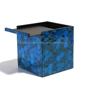 Boîte à mouchoirs décorative en nacre incrustée faite à la main, mosaïque de coquillages, couvercle rectangulaire pour maison de luxe, salle de bain, bureau - Product Image 6