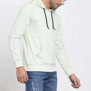 Sudadera con Capucha para Hombre, Color Verde Claro, Corte Regular, Color Sólido, Informal, Tejida, Manga Larga, con Bolsillos, para Otoño - Product Image 4