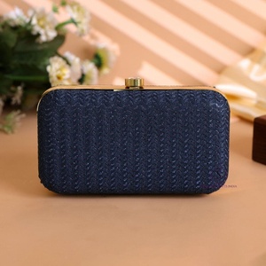 Trendy Designer Sparkle Navy Evening Ladies Clutch <b>Bag</b> Beautiful Embroidered Floral Clutch <b>Bag</b> With Chain Strap for Wedding <b>Gift</b> - Product Image 1