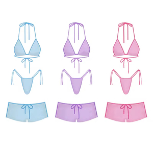 Conjuntos de bikini OEM, bikini de tres piezas con pareo, precio de fábrica, traje de baño para mujer, logotipo personalizado, entrega rápida - Product Image 5