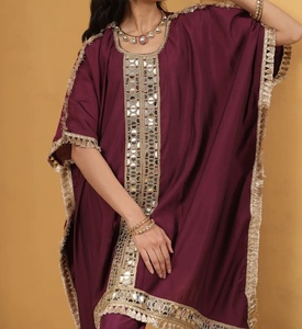 Women's Ethnic Indian/Pakistani Style <b>Kaftan</b> Set with Batwing Sleeves Regular Fit Polyester Material for Party & Wedding Wear - Product Image 2
