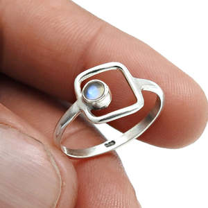 Beautiful Rainbow Moonstone Gemstone <b>Ring</b> Made From <b>925</b> Sterling <b>Silver</b> Brilliant Round Cut Gemstone Bohemian Jewelry For Her - Product Image 3
