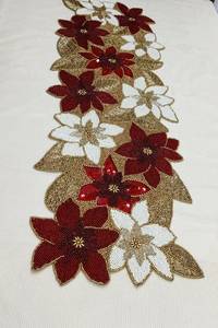 Handmade Red & <b>Gold</b> Solid Knitted Home Use <b>Table</b> <b>Runner</b> Pallavi - Product Image 4
