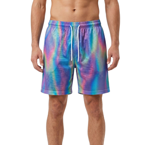 Pantalones Cortos de Hombre Estilo Urbano, Color Sólido, Corte Regular, Elásticos en Cuatro Direcciones, Aberturas Laterales Altas, Bolsillo Trasero Pequeño con Cremallera, Hechos en Pakistán - Product Image 1