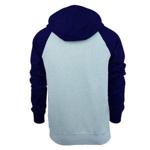 Sudadera con Capucha para Hombre, Manga Raglán, Color Azul Claro y Negro Sólido, Informal, de Forro Polar, Corte Regular - Product Image 3