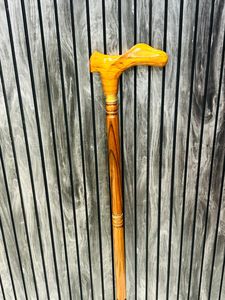 Bastón de teca con mango de madera pulida, multifuncional, para colgar en la pared - Product Image 1