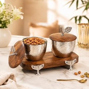 Ensemble de contenants pour fruits secs avec 3 bocaux hermétiques en acier inoxydable de 350 ml et plateau, design moderne - Product Image 3