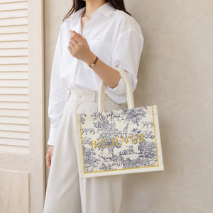 Custom Floral Laminated Cotton Canvas Beach Tote <b>Bags</b> 27.5x21.5x14.5cm Screen Printed Custom Logo Wholesale OEM ODM Manufacturer - Product Image 6