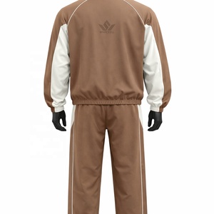 Unisex <b>Brown</b> Tracksuit Set Full Zip Jacket Drawstring <b>Jogger</b> Pants Solid Color Sporty Casual Wear with Side Pockets Autumn - Product Image 5