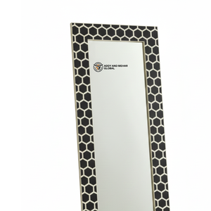 Espejo de Pared Cuadrado con Marco de MDF con Incrustaciones de Hueso Blanco y Negro, Estilo Art Deco, Ecológico, Elegante, Hecho a Mano, Regalo de Cumpleaños y Boda - Product Image 3