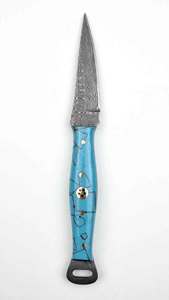Handcrafted Damascus Steel Precision Detail Utility Knife Turquoise Resin Handle <b>Craft</b> <b>Tool</b> - Product Image 3