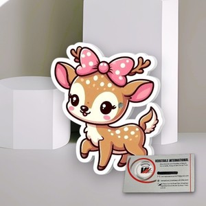 Plaque magnétique en acrylique pour extensions de cils, motif cerf rose mignon avec nœud et papillon, diamant, étiquette privée, vente en gros - Product Image 4